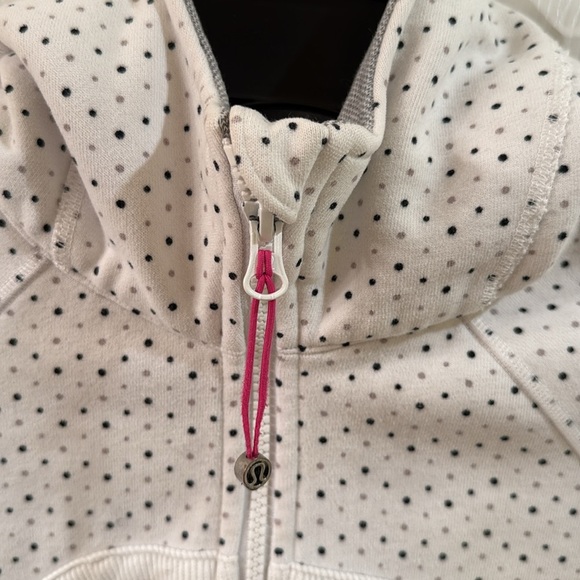 LULU White and Gray Polka Dot Zip-Up Hoodie - Picture 2 of 6